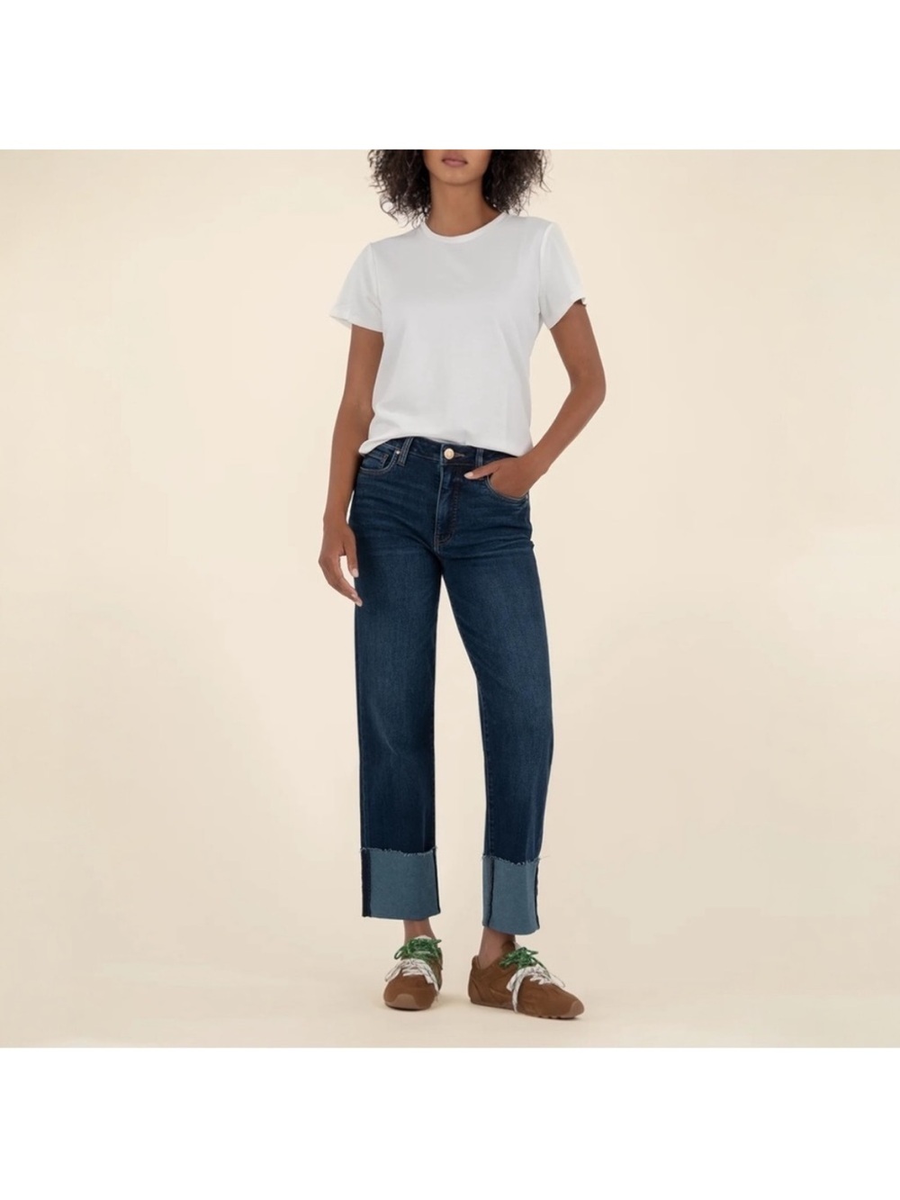 Evereve Kut From The Kloth Fay Ab Fab Cuff Straight Leg Jeans Dark Wash Size 4
